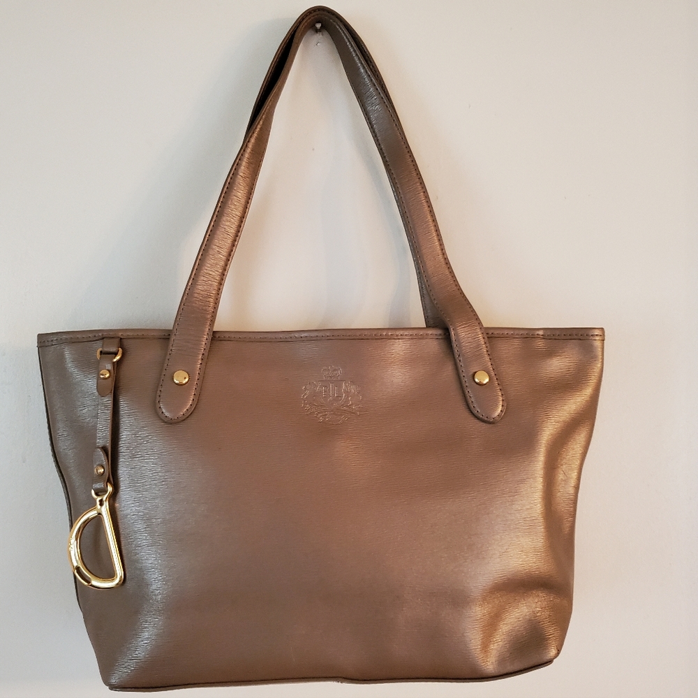 Lauren Ralph Lauren Metallic Taupe/Bronze/Gold Leathe… - Gem